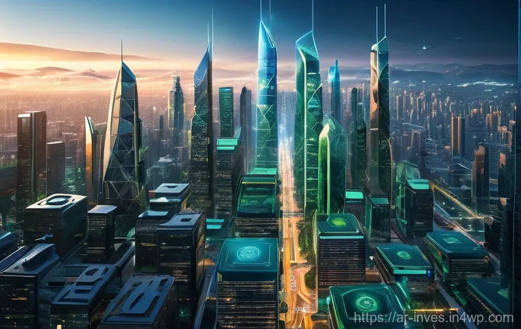 투자자들을 위한 블록체인 법적 측면 - **Image Prompt 1: Regulated Blockchain Future**
"A majestic, wide-angle shot of a futuristic met...