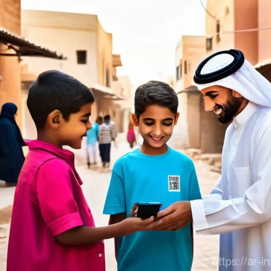 블록체인 기술과 사회적 책임 - **Transparency in Charitable Giving in an Arab City**
    "A heartwarming and vivid scene set in a b...