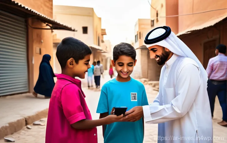 블록체인 기술과 사회적 책임 - **Transparency in Charitable Giving in an Arab City**
"A heartwarming and vivid scene set in a b...